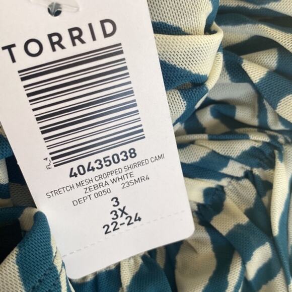 Torrid zebra white Stretch Mesh Cropped Shirred Cami - Picture 9 of 10